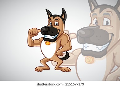 German Shepherd Cute Fun Dog Cartoon Drawing Character Design Logo Mascot Vector