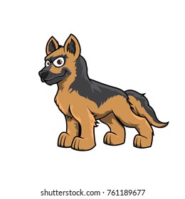 German shepherd cute hand drawn vector color dog mascot