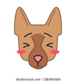 German Shepherd cute kawaii vector character  Dog and suffering muzzle  Persevering doggie  Flushed animal and squinting eyes  Funny emoji  sticker  emoticon  Isolated cartoon color illustration