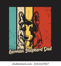 German Shepherd Dad Dog T-Shirt Design, Posters, Greeting Cards, Textiles, and Sticker Vector Illustration svg