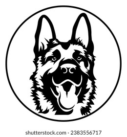   German Shepherd Dog 2, Hand Drawn, Vector Illustration