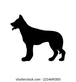 German Shepherd dog. Black silhouette of a dog on a white background. Vector illustration