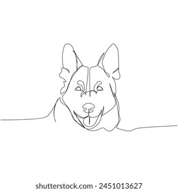 German Shepherd Dog, breed, shepherd, service dog one line art. Continuous line drawing of friend, dog, doggy, friendship, care, pet, animal, family, canine.