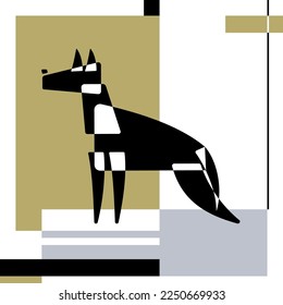 German Shepherd. Dog breed silhouettes. Card template. Avantgarde graphic style. Vector Illustration on an abstract background. SSTKabstract