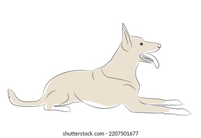 ilustración vectorial de raza de perro pastor alemán. Una silueta animal detallada de un perro mascota. Para los amantes de los shephard en todos los lugares. Coloree la silueta de altura completa de un perro.