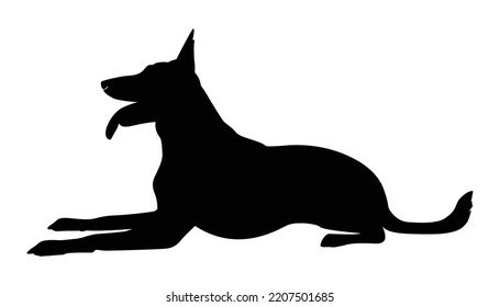 ilustración vectorial de raza de perro pastor alemán. Una silueta animal detallada de un perro mascota. Para los amantes de los shephard en todas partes. Silueta negra de altura completa de un perro.