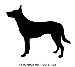 ilustración vectorial de raza de perro pastor alemán. Una silueta animal detallada de un perro mascota. Para los amantes de los shephard en todas partes. Silueta negra de altura completa de un perro.