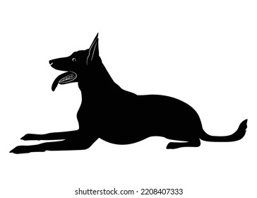 ilustración vectorial de raza de perro pastor alemán. Una silueta animal detallada de un perro mascota. Para los amantes de los shephard en todas partes. Silueta negra de altura completa de un perro.