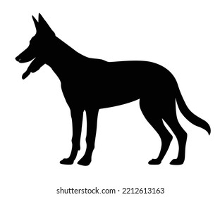 ilustración vectorial de raza de perro pastor alemán. Una silueta animal detallada de un perro mascota. Para los amantes de los shephard en todas partes. Silueta negra de altura completa de un perro.