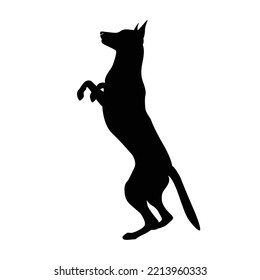 ilustración vectorial de raza de perro pastor alemán. Una silueta animal detallada de un perro mascota. Para los amantes de los shephard en todas partes. Silueta negra de altura completa de un perro.