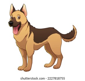 German Shepherd Dog Cartoon Animal Illustration