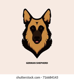 German shepherd dog, colored head. Vector illustration.