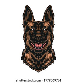 German shepherd dog colorful concept in vintage style isolated vector illustration