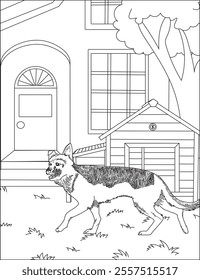 German shepherd dog coloring page vector