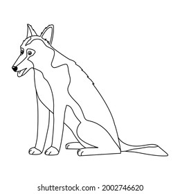 German shepherd dog colouring page. Outline vector illustration on white background