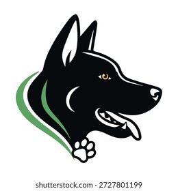 Perro de pastor alemán en diferentes poses sobre un fondo blanco ilustración de silueta de objetos.