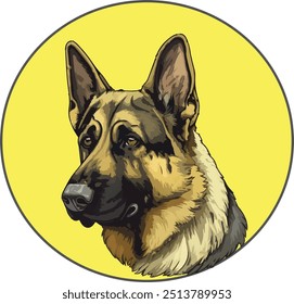 German Shepherd Dog drawing natural digital colorful art set premium quality image