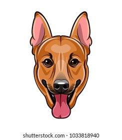 German shepherd dog face. Cartoon vector illustration isolated on white background