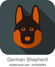 German Shepherd dog face flat icon