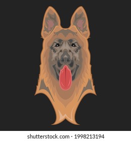 German shepherd dog face front view colored vector design.