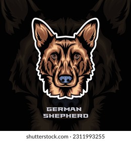 German Shepherd Dog Face Vector Stock Illustration, Dog Mascot Logo, Dog Face Logo vector