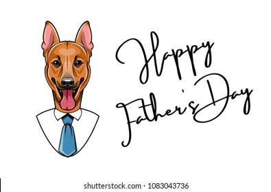 German Shepherd dog. Fathers day greeting card. Dad gift. Shepherd portrait. Vector illustration.