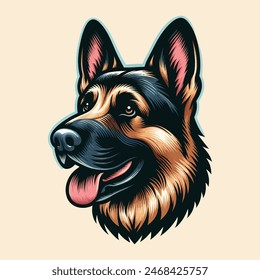 German shepherd dog full body vector illustration standing dog family pet assistance search service