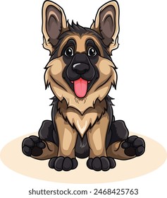 German shepherd dog full body vector illustration standing dog family pet assistance search service