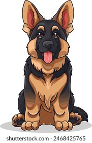 German shepherd dog full body vector illustration standing dog family pet assistance search service