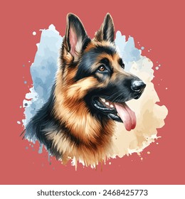 German shepherd dog full body vector illustration standing dog family pet assistance search service