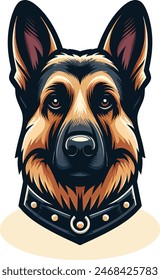 German shepherd dog full body vector illustration standing dog family pet assistance search service