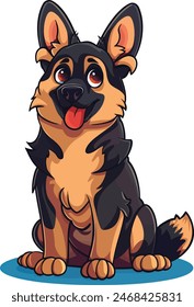 German shepherd dog full body vector illustration standing dog family pet assistance search service