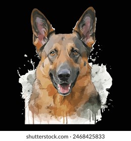 German shepherd dog full body vector illustration standing dog family pet assistance search service