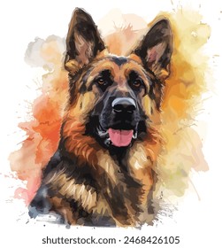 German shepherd dog full body vector illustration standing dog family pet assistance search service