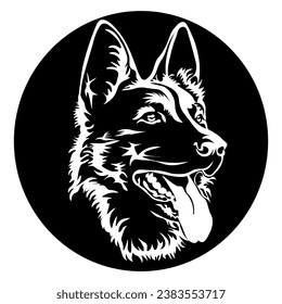   German Shepherd Dog, Hand Drawn, Vector Illustration