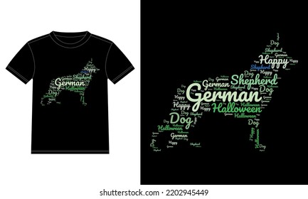 German Shepherd Dog Happy Halloween Typography T-Shirt