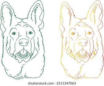 cabeça de cão pastor alemão desenho colorido linha arte premium qualidade em branco imagem de fundo