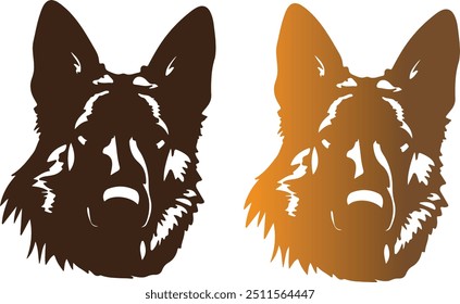 German shepherd dog head drawing line colorful art set premium quality image