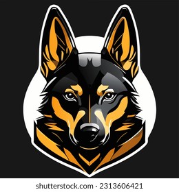 German shepherd dog head on a black background. Vector illustration for t-shirt and other uses.
