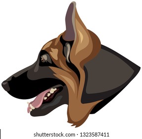 German Shepherd dog head profile color vector illustration from the dog show sign symbol set 