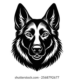 German shepherd dog head vector silhouette art illustration