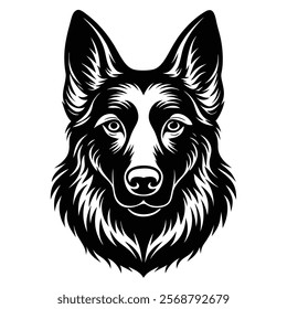 German shepherd dog head vector silhouette art illustration