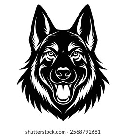 German shepherd dog head vector silhouette art illustration