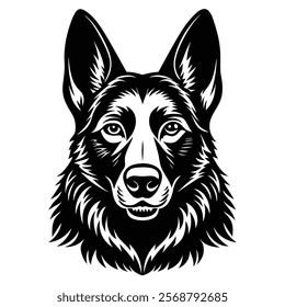 German shepherd dog head vector silhouette art illustration