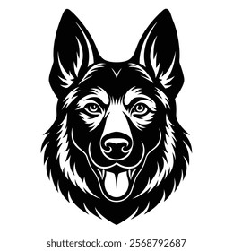 German shepherd dog head vector silhouette art illustration