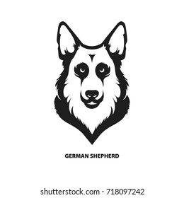 German shepherd dog head. Vector illustration.