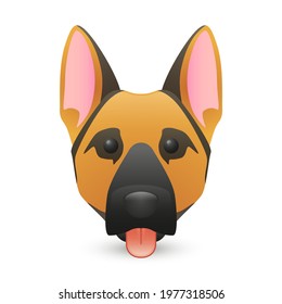 German Shepherd Dog Home Farm Animals Emoji Illustration Face Vector Design Art Doggy Breed Clip Art.