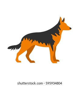 German Shepherd dog icon in flat style isolated on white background vector illustration