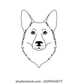 German shepherd dog  icon in line art style on white background.