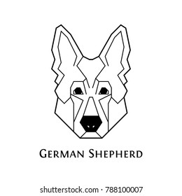 German Shepherd dog icon set in geometric modern style. Perfect logo, print and creative design. Vector illustration. Isolated on white.